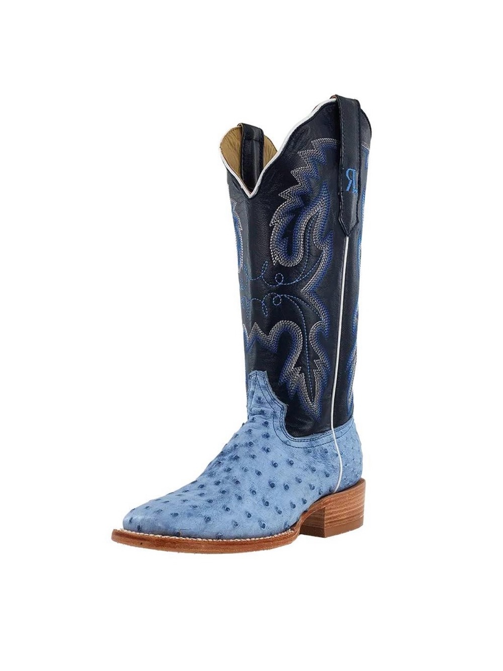 Blue Ostrich Cowboy Boot R. Watson